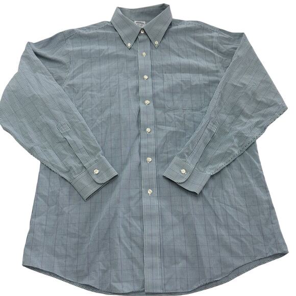 Brooks‎ Brothers Shirt Men Large 16.5 34 Regent Original Polo Blue Green Check - Picture 1 of 8